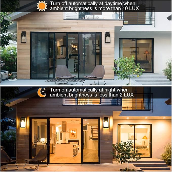 SHINE HAI Dusk to Dawn Outdoor Wall Lantern, Double Extra Large Exterior Sconce - Image 3