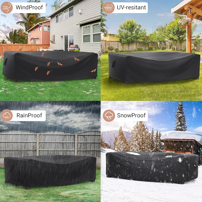 Patio Furniture Set Cover Waterproof, Mrrihand Outdoor Sectional Sofa Set Cover - Image 6