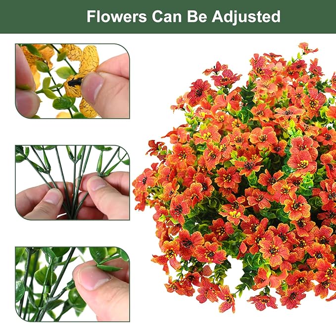 Artificial Flowers for Outdoor, UV Resistant Fake Silk Flowers, Realistic Faux - Image 2