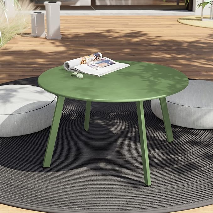 Grand patio Outdoor Round Coffee Table, 28-inch Patio Side Table, Sage Green - Image 2