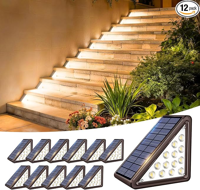 Brown Solar Step Light Outdoor Stair Lights, Deck Lights Outdoor Powered IP65 by JEJOT