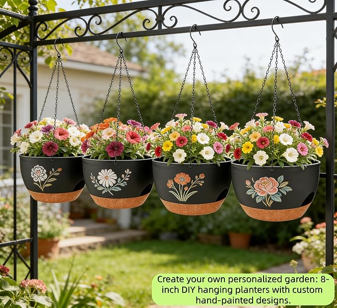 Set of 2-8 Inch Self Watering Hanging Planters - Image 4