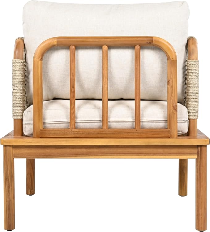 Outdoor Armchair, Acacia Wood and Rope Club Chair - Image 6