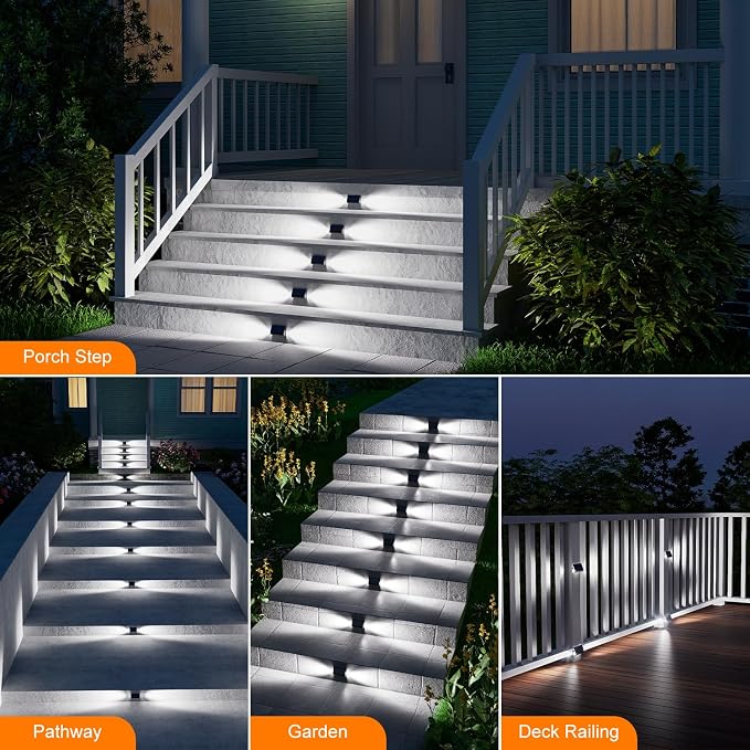 12 Pack Cool White Solar Powered Stair Lights - Image 5