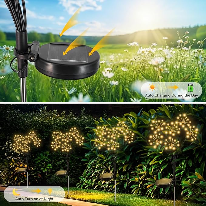 Solar Garden Lights 2 Pack Waterproof Swaying Starburst Light Solar Outdoor - Image 5