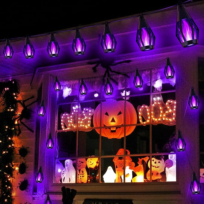 Solar Flame String Lights - 42ft 15 LED Lights Outdoor Solar String Lights - Image 6