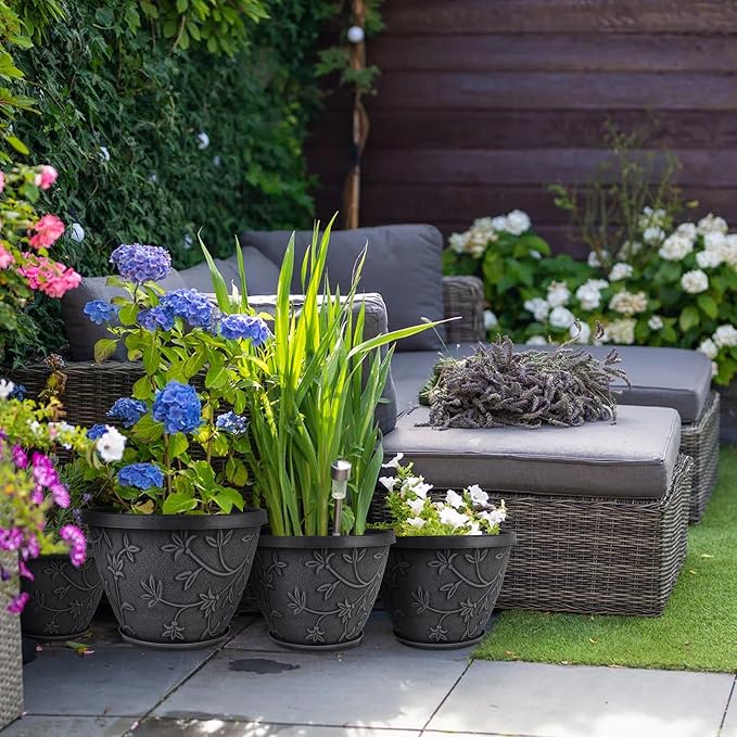 4 Pack 16 Inch Large Plant Pot for Outdoor, Plastic Flower Pot Indoor - Image 8