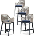 PURPLE LEAF Patio Sunbrella Counter Height Bar Stools 24" H Set of 4 Modern by PURPLELEAF