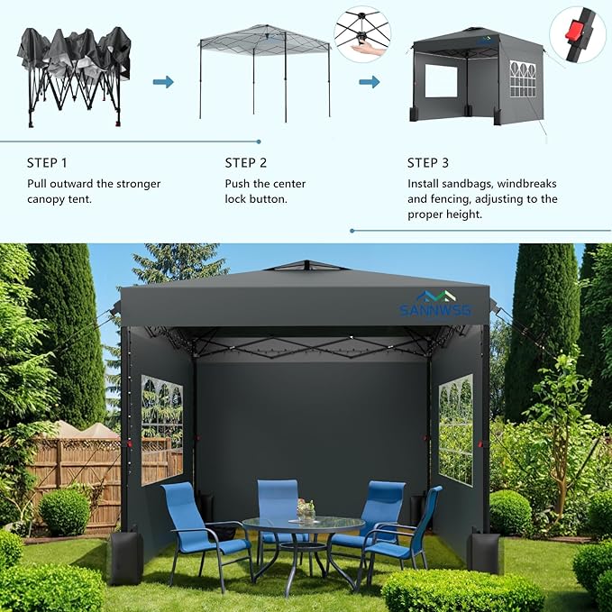 10X10 Pop Up Canopy Tent with 3 Sidewalls, Easy Up Canopy, Commercial Instant - Image 7
