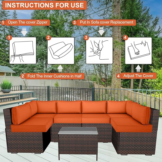 14 Piece Outdoor Patio Cushion Cover Replacement, Waterproof Patio Cushion - Image 6