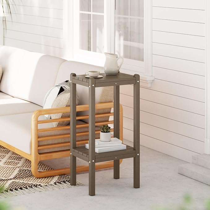 WestinTrends Malibu 36" Outdoor Adirondack HDPE 2-Tier Patio Side Table - Image 2