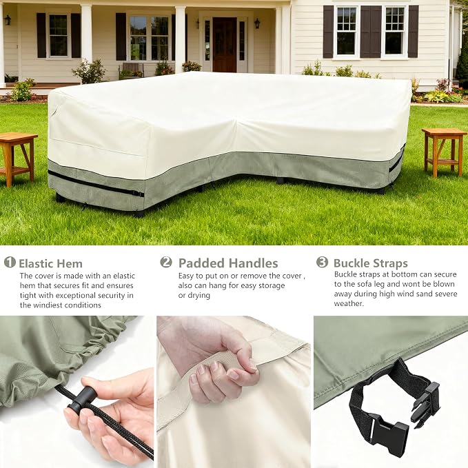 okcool Outdoor Sectional Sofa Cover Waterproof V Shaped Patio Furniture Covers - Image 5