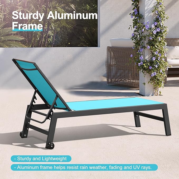 PURPLE LEAF Outdoor Patio Chaise Lounge Set 2 Pieces Pool Lounge Sunbathing - Image 4