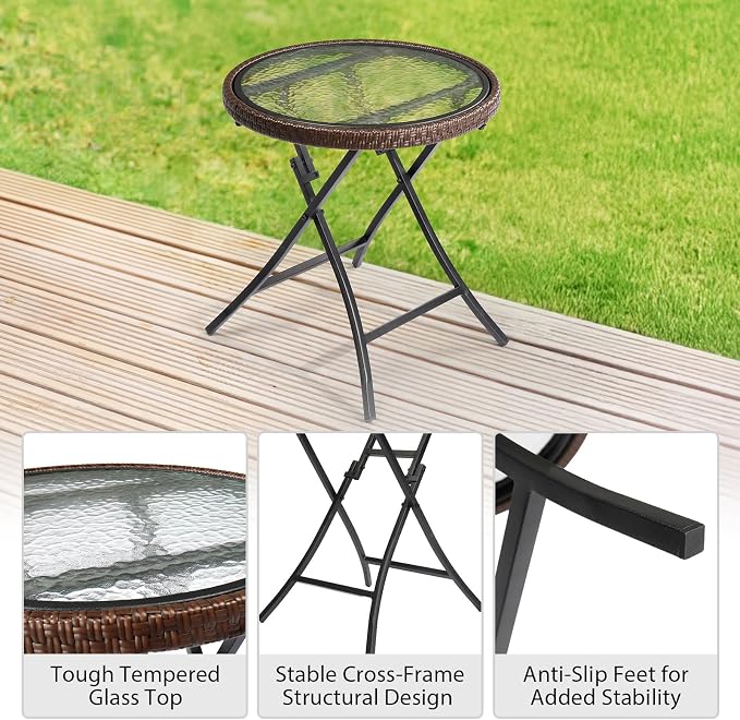 Outvita 2Pcs Folding Outdoor Side Tables - Image 4