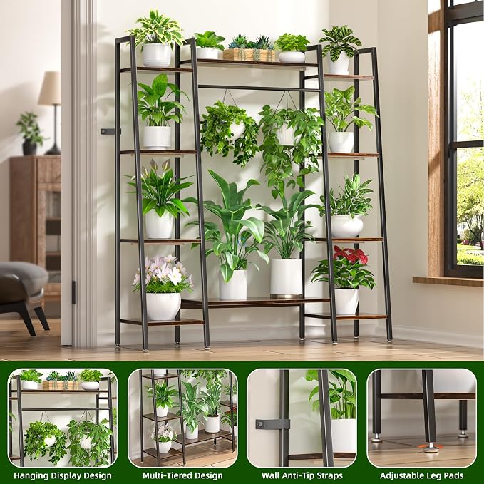 Plant Stand Indoor with Grow Lights, 6 Tiered Metal Plant Shelf, Corner Plant - Image 6