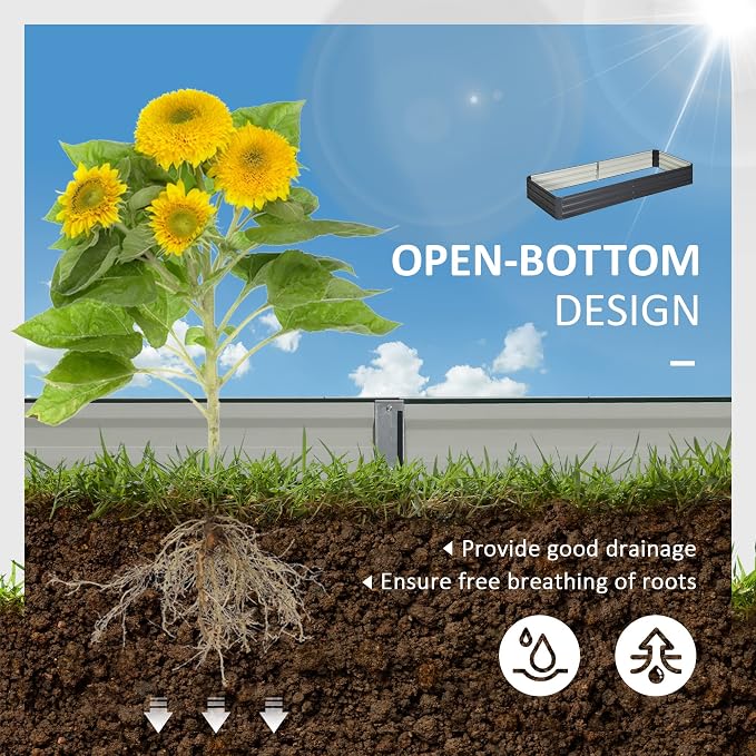 Outsunny Galvanized Raised Garden Bed, - Image 3