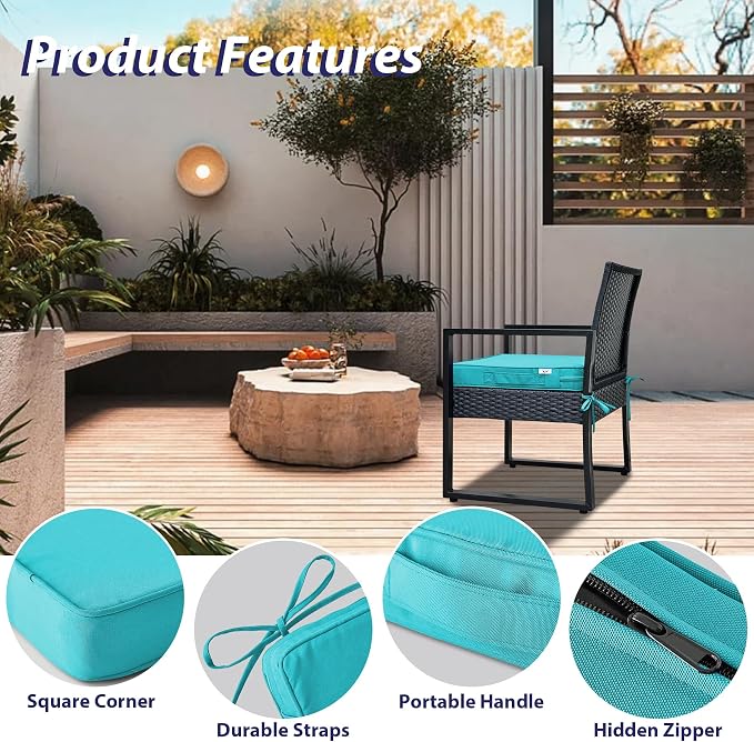 Outdoor Chair Cushions Set of 4, Waterproof Outdoor Seat Cushions - Image 5