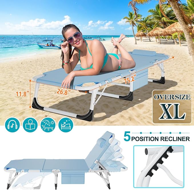 ABORON 3 in 1 Sun Tanning Chair Oversized - Image 4