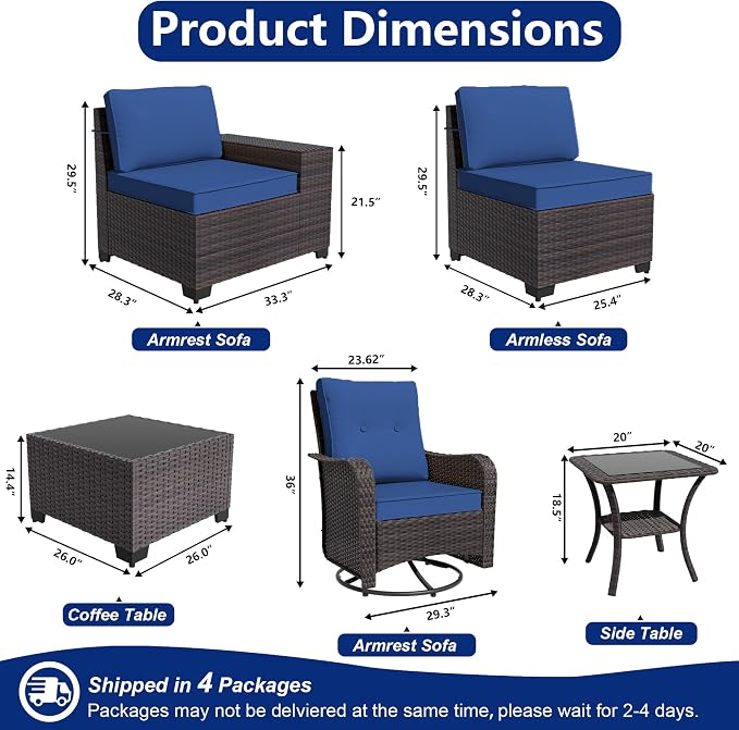 9 Pieces Patio Furniture Set - Image 2