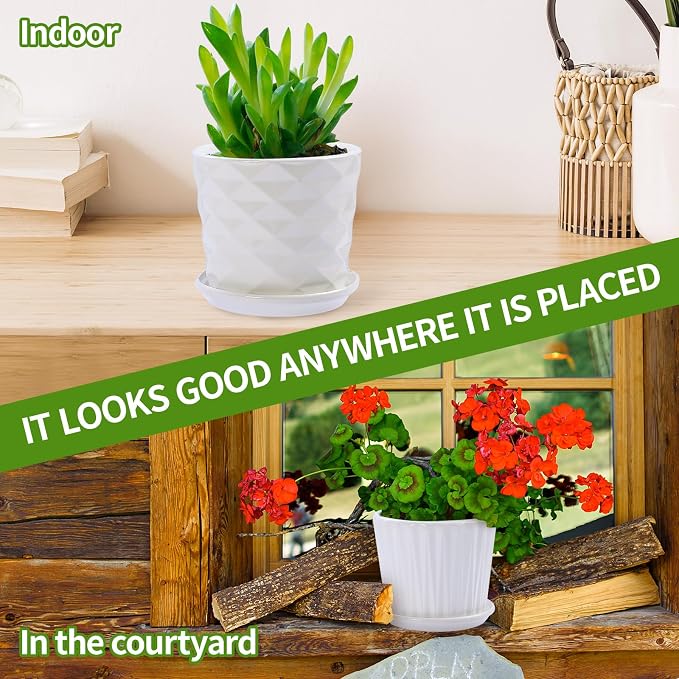 Plant Pots - 5.5 Inch Cylinder Ceramic Planters - Image 4