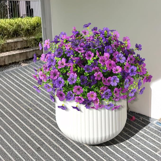 Artificial Flowers Faux Plants Outdoor Fake Flowers Spring Decor, 12 Bundles - Image 7