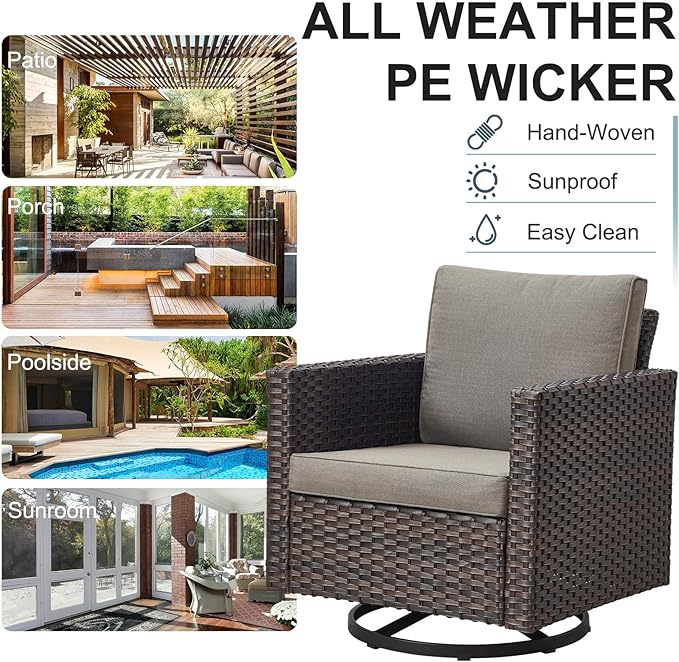 Belord Wicker Patio Furniture 5 Piece Outdoor Sofa Set, Oversize Outdoor Swivel - Image 7
