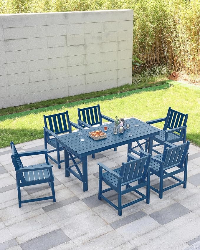 HDPE Outdoor Dining Table, 66.9” Rectangle Patio Dining Table - Image 4