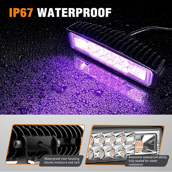 Nilight 6 Inch Purple LED Light Pods 2 PCS 60W Flood Spot Combo Beam Off Road - Image 5