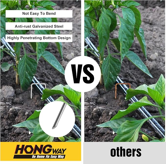 HongWay 120 Pack Landscape Staples 8 Inch, Galvanized Garden Stakes Tent Stakes - Image 4