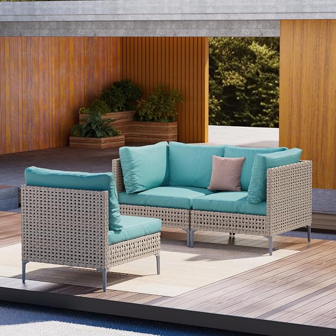 Grand patio 3-Piece Wicker Patio Furniture Set, Boho Outdoor Conversation Set - Image 2
