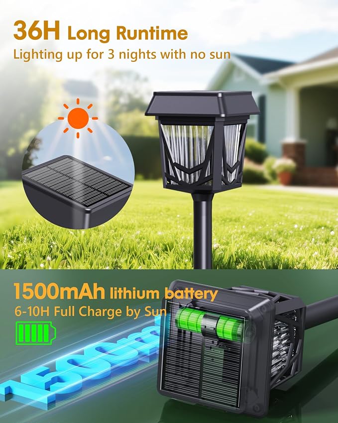 Solar Pathway Lights, Outdoor Lights Waterproof 6 Pack, Large Solar Panel - Image 4