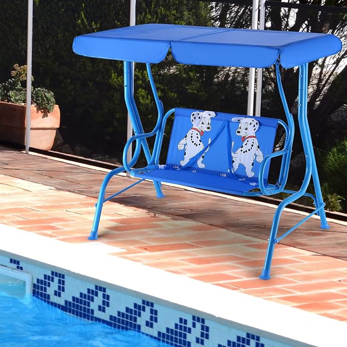 HONEY JOY Kids Patio Swing, 2-Seater Outdoor Porch Swing Lounge Chair, - Image 8