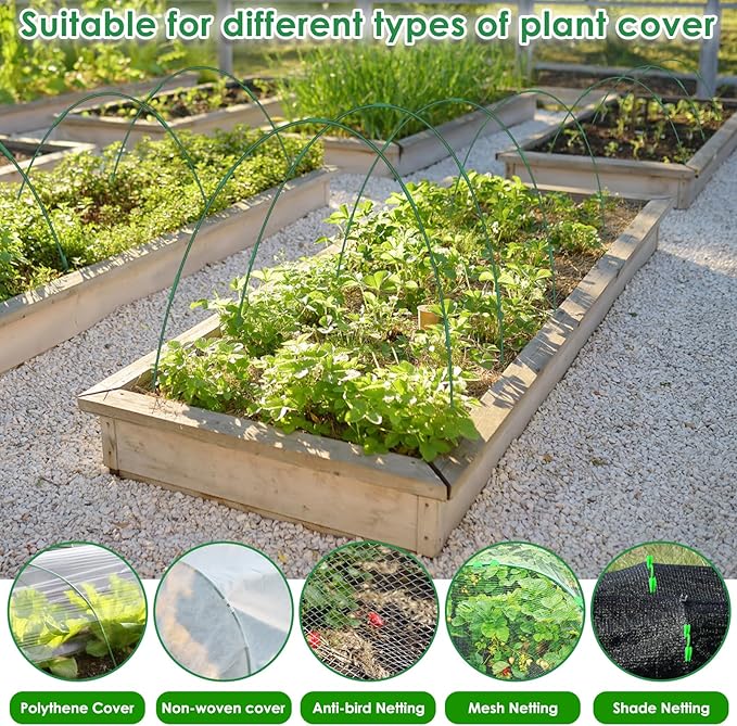 60 Pcs Garden Hoops for Raised Beds, 12 Sets Greenhouse Hoops Grow Tunnel - Image 6