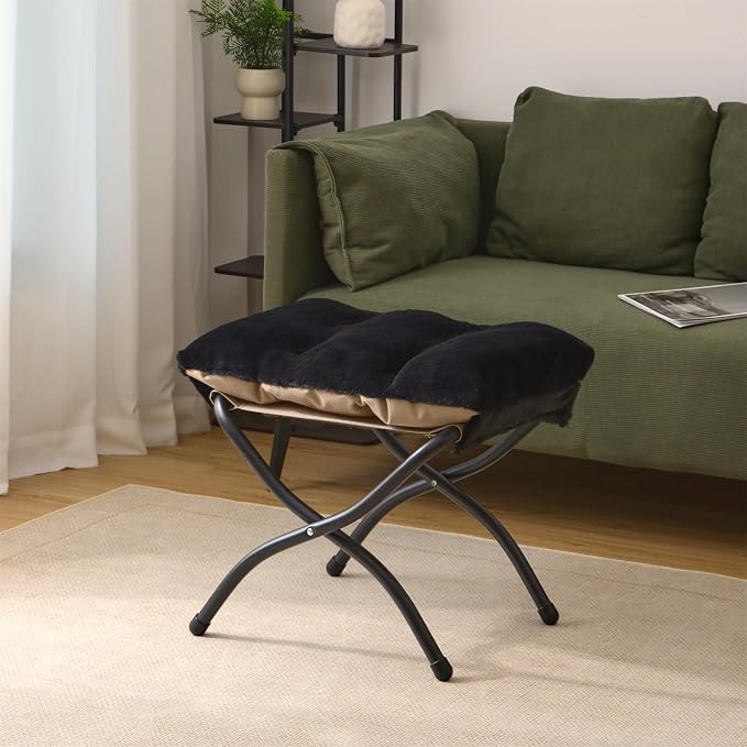 15" Folding Ottoman, Foldable Footrest Stool, Small Foot Stool - Image 2