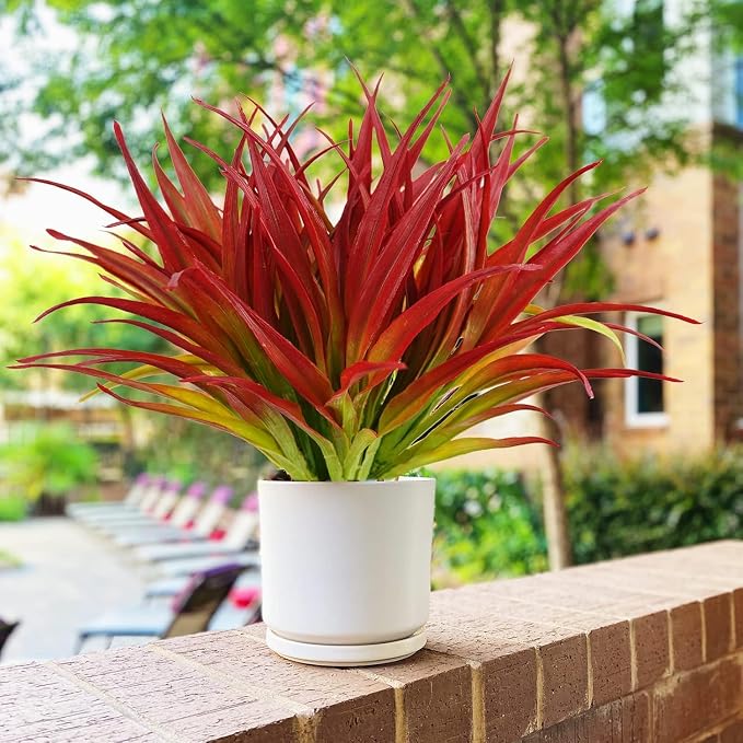 32Pcs Artificial Grass Fake Plants 17.3in Outdoor Plants UV Resistant Greenery - Image 4