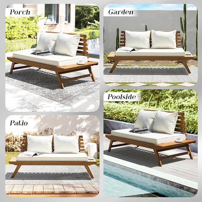 Idzo Lucille Updated 800lbs Capacity Acacia Patio Loveseat, FSC Certified 2 - Image 6