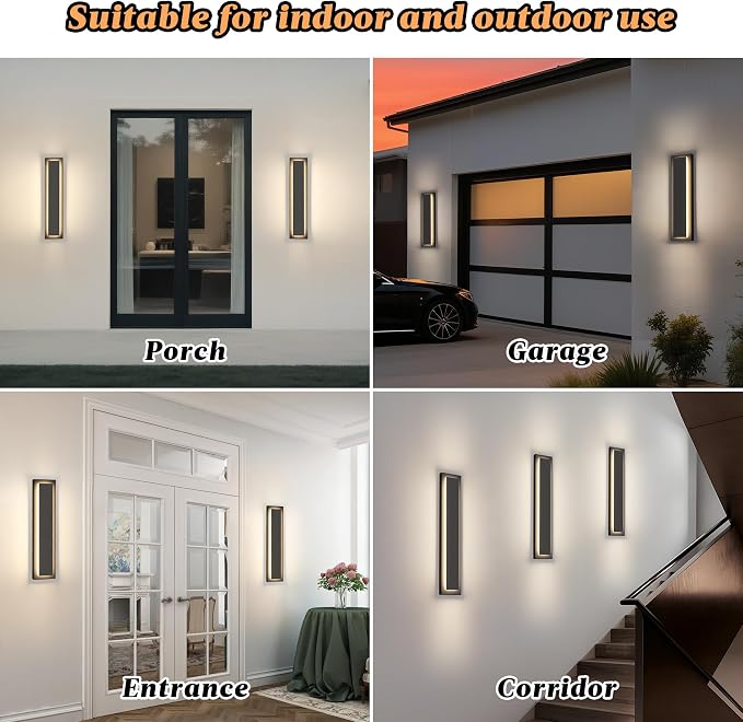 Modern Outdoor Wall Lights -  Long Exterior Lighting Fixtures, Front - Image 6
