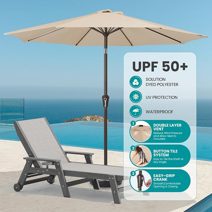 SERWALL Textilene Patio Chaise Lounge Chair Set of 2 - Image 3