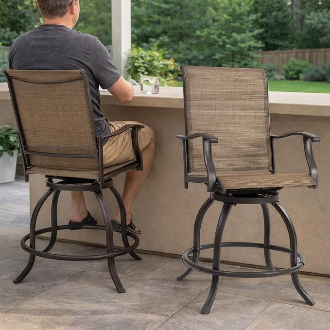 Kozyard Isabella Outdoor Swivel Bar Stools, Counter Height Patio Swivel Chairs - Image 6