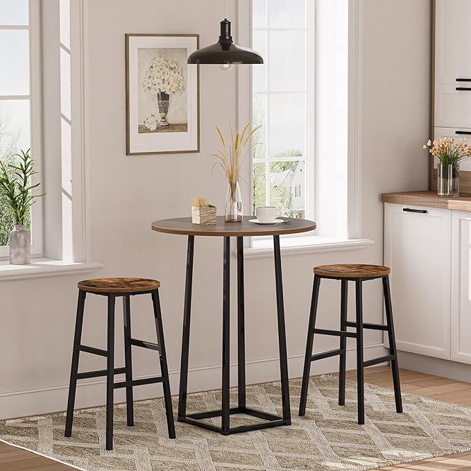 Bar Stools, 24.4 Inch Kitchen Breakfast Bar Stools, Industrial Bar Stools - Image 2