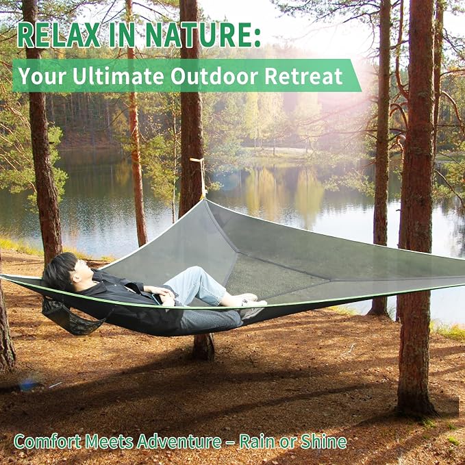 LUKETURE Triangle Camping Hammock, 10ft Multi Person Hammocks Max 1100 lbs - Image 2