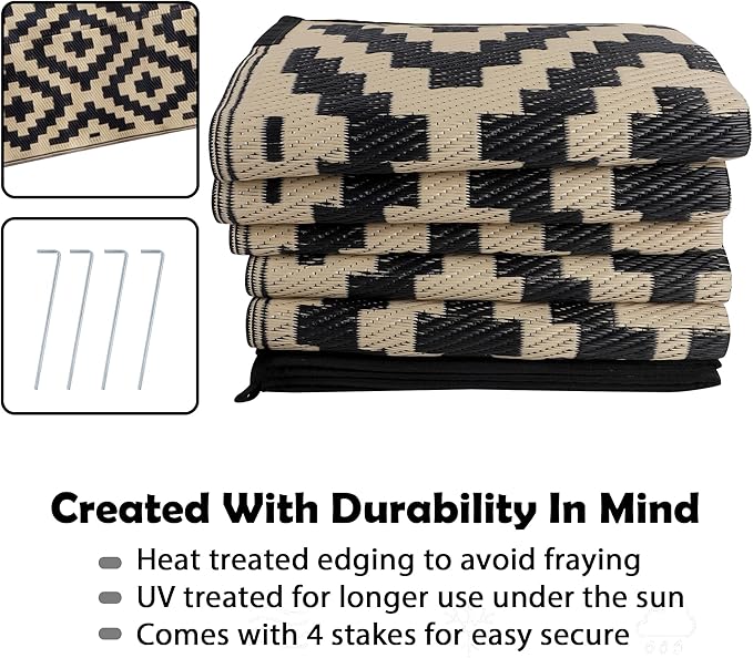 SAND MINE Waterproof Outdoor Rug 8x10 ft, Plastic Reversible Rug, Modern Area - Image 4