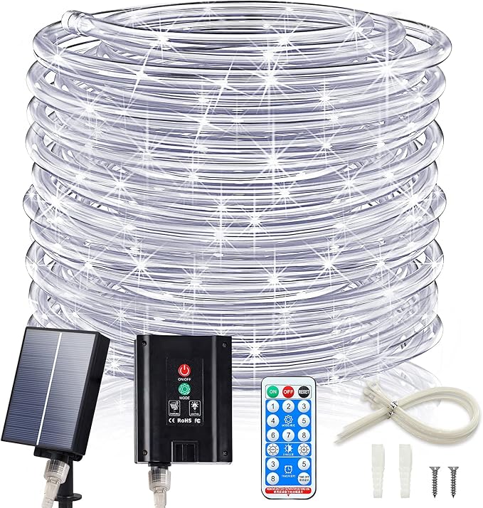 ICRGB Solar Rope Lights, 66FT 200LED 1800mAh Outdoor Waterproof Solar Lights by ICRGB