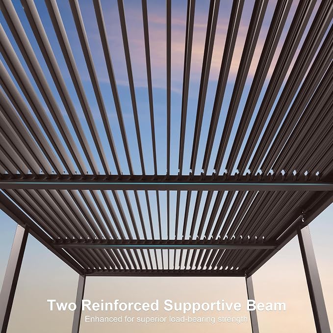 PURPLE LEAF 11' x 18' Outdoor Louvered Pergola Aluminum Pergola - Image 6