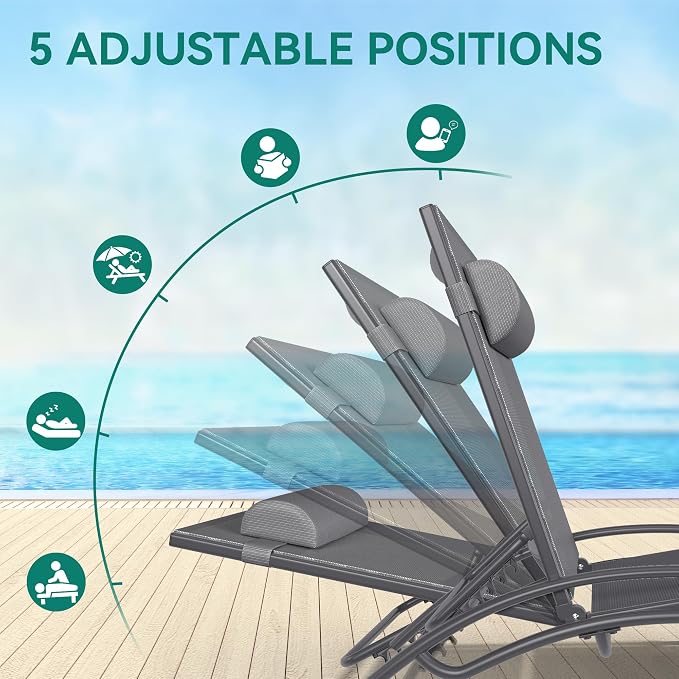 YITAHOME Outdoor Chaise Lounge Chair Set of 6, Pool Lounge Chairs - Image 5