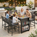 NICESOUL 7-Piece Outdoor Patio Bar Set, Wicker High Top Table by NICESOUL