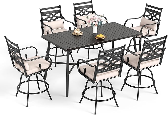 Sophia & William 7-Piece Outdoor Bar Set, Bar Height Patio Table and Chairs by SophiaWilliam
