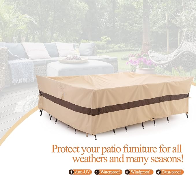 WJ-X3 Extra Large Patio Furniture Set Covers Waterproof, Outdoor Table Cover - Image 8