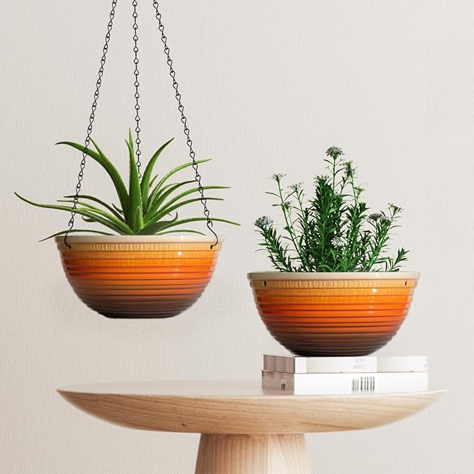 12 inch Hanging Planters for Indoor Outdoor Plants, 2 Pack Large Hanging Flower - Image 7