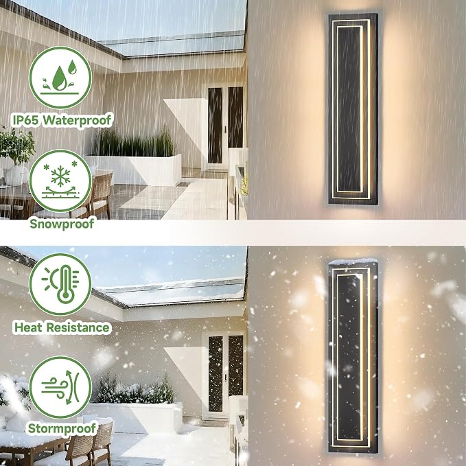 . Modern Outdoor Wall Light, 2-Tier Black Exterior Lighting Fixtures - Image 3